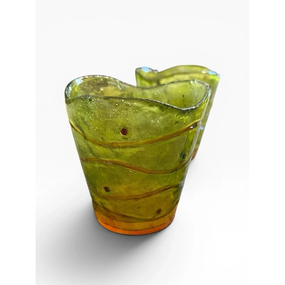 Vintage MCM Lucite Mini Vase Votive Candle Holder Set of 3 - Retro‎ Art Swirl